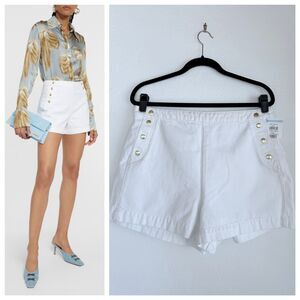 NWT FRAME Denim Women's Sailor Gold Snap High Waist Shorts in White Size 31